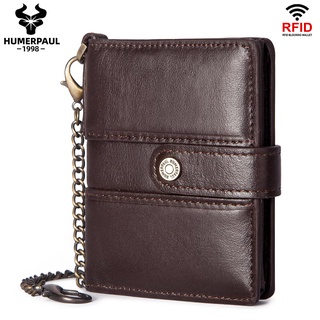 Rfid Cowhide Leather Men Wallet Metal Card Case Aluminum Box Credit Card Holder For Men Slim Anti