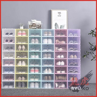 (Pack of 4 Stackable Shoe Box )✨Top QUALITY✨RyuKo Foldable Shoe Attachable Storage Organizer Case