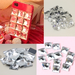 100PCS Glass Rhinestone Beads Square Crystal Sticker Diamond DIY Jewelry Accessories
