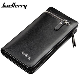 Baellerry Men Wallets Long Business Zipper PU Leather Large Capacity Phone Pocket Men Purse