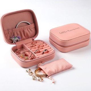 Creative pu portable jewelry box earrings rings jewelry leather jewelry storage box (1)