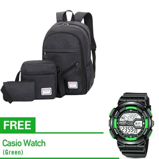 New Mens Backpack 3 in 1 Sport Backpack Set Packbags with Free Free NEW Fashion Sport WatchLaptop Ba