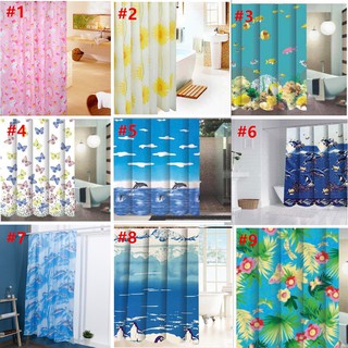 ┋Cod! Wholesale! New!Shower curtain waterproof high quality 170*180cm bathroom curtain with hooks
