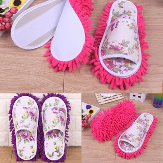[Freemoree]Women Dust Mop Slippers Socks Microfiber House Slippers Bedroom Shoes (1)