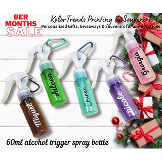 Personalized 60ml Alcohol bottle trigger spray with carabiner keychain