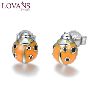 LOVANS 925 Sterling Silver Earrings Ladybug Stud Women Enamel Earrings Daily Jewelry Accessories