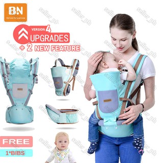 [FREE Bibs] BAONEO Baby Carrier Infant Toddler Backpack Bag Gear Hip seat Wrap (1)