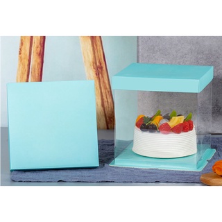 6 inch Colored Square Acetate Cake Box Clear Transparent Cake Box [Blue, Pink, White]