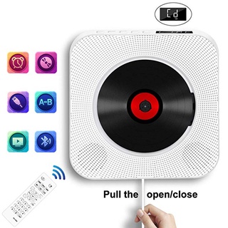 1pc CD Player Wall Mounted Hifi Bluetooth Player Portable Home Audio Boombox with Remote Control FM