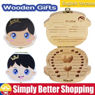 Baby Tooth Box Wooden Teeth Storage Box Umbilical Cord Save Case Memory Box Milk Tooth Organizer