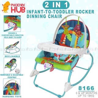 Phoenix Hub 8166 Baby Portable Rocking Chair 2 in 1 Musical Infant to Toddler Rocker Dining Chair