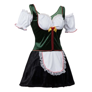 2021✵✌✙Women Traditional German Beer Wench Costume Halloween Party Cosplay Adult Bavarian Oktoberfes