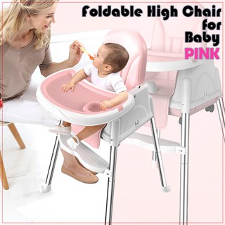 Foldable High Chair Booster Seat For Baby Dining Feeding, [PINK]