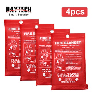 DAYTECH Home Fire Blanket for Kitchen Fiberglass Safety Fire Fighting Prevention for Factory/Fireplace/Grill/Car 1.0m x 1.0m 4PCS Pack FB01