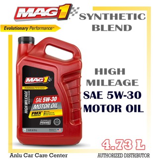 MAG 1 HIGH MILEAGE SYNTHETIC BLEND 5W‑30 MOTOR OIL 5 QT FOR GASOLINE ENGINE ( 66732)