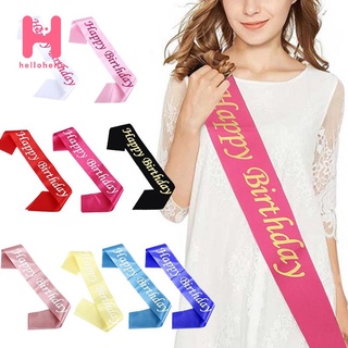 Happy Birthday Satin Sash Selempang Birthday Party Accessory Decoration Party Favors for Girls HE