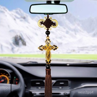 Diamond Cross Jesus Christian Religious Car Pendant Metal Cross Jesus Car Rearview Mirror Hanging Or