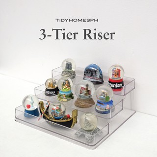 TIDYHOMESPH Clear Transparent 3-Tier Riser for Perfumes, Memorabilia, Pantry Items, Small Jars
