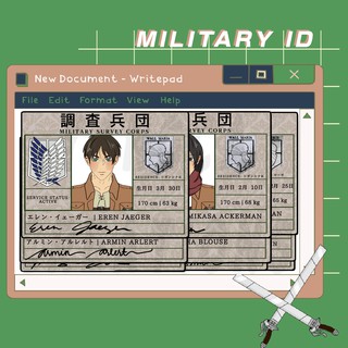 ATTACK ON TITAN/SHINGEKI NO KYOJIN | Old Survey Corps Military/Character ID Card