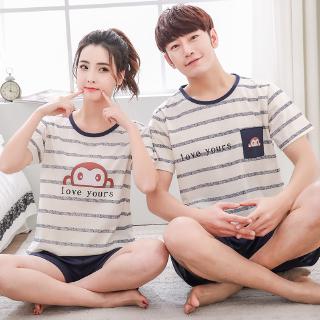 Couple Pajamas Short Sleeve Cotton Shorts Thin Ku9l