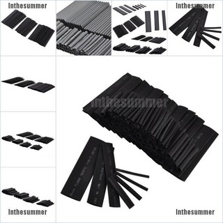 Inthesummer✿ Fashion 127Pcs Black Glue Weatherproof Heat Shrink Sleeving Tubing Tube Assortment Kit