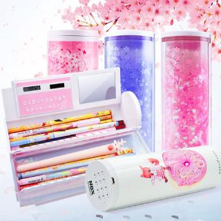 Cute Quicksand Password Pencil Case Kawaii Multifunctional Pencil Boxs With Calculator For Kid Office School Supplies Stationery