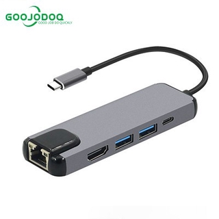 Goojodoq 5 In 1 USB C Hub To HDMI Gigabit Ethernet Rj45 Lan Adapter