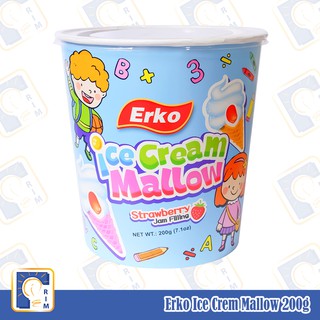 Erko Ice Cream Mallows with Strawberry Jam Filling 200g Tub