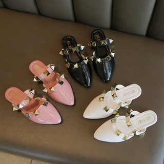 pointed shoe﹊┇New Arrival Korean Style Fashion Girls Pointed Slippers 3-18 Years Old Kids Soft Leat
