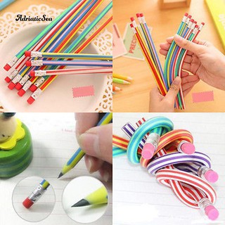 5 Pcs Colorful Stationery Flexible Soft Pencils with Eraser (1)