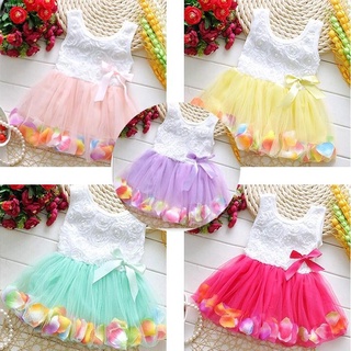 ℡Baby Girls Lace Dress Princess Tutu Bow Flower Dresses Kids Sleeveless Tutu Sundress (5)