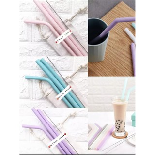 COD High Quality Silicone Drinking Straws 4in1 Straws With Pouch