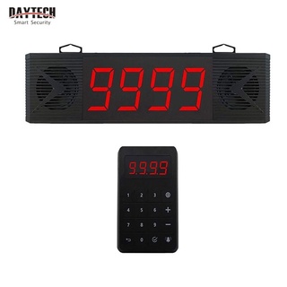 DAYTECH Take A Number System 4-Digit Wireless Queue Calling System Waterproof Touch Keypad Number & Clock Display System Double Speaker Voice Broadcast System for Restaurant/Truck/Clinic/Church/Bank CK04