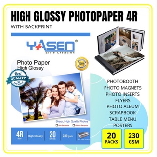 2Pcs 4R Glossy Photo Paper 230GSM with Back Print Photopaper