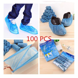100PCS Non-Slip Blue Shoe Guys Premium Disposable Shoe Covers Water Resistant Heavy Duty Boot