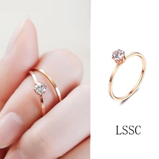 Rose Gold Ring 1 Carat Single Diamond Engagement Wedding Ring Women Fine Jewelry Anti Rust Stainless Titanium Steel (1)