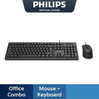 Philips Home Office Wired Computer Keyboard Mouse Combo Ergonomic USB Classic Desktop Keyboard