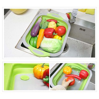 Multifunction Collapsible Chopping Board Strainer Vegetable Basket Portable Wash (8)