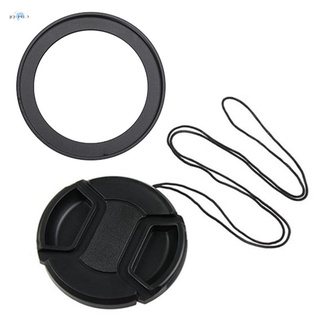 1 Pcs 58Mm Lens Cap Cover for Canon Rebel & 1 Pcs Replacement for Adapter Ring 49Mm To 58Mm Black for Camera