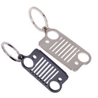 1Pcs Stainless Steel Jeep Grill Key Chain KeyChain KeyRing (2)