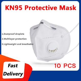10 Pcs KN95 Mask with Valve 3D PM2.5 Activated Face Mask Waterproof Dustproof KN95 Protection Masks (1)