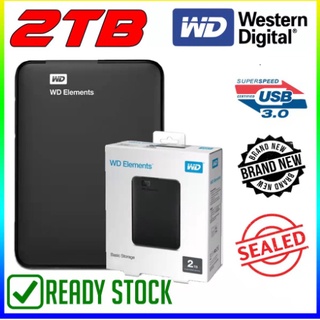 Western Digital WD Elements 2.5" Portable Hard Drive 2TB HDD USB3.0 External Hard Drive