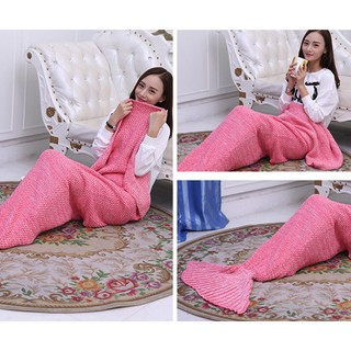 home Women Knitted Mermaid Sofa Blanket Mat Carpet (4)