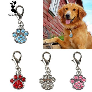 Rhinestone Paw Collar Charm Pet Dog Puppy Collar Necklace