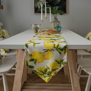 Split Table Runner Yellow Lemon Print Garden Plant Dining Table TV Cabinet Coffee Table Double Placemat Bed Flag