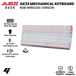 AJAZZ AK33 Gaming Mechanical Keyboard Bluetooth Connection Dual-Mode 82 Keys Layout Single Backlight