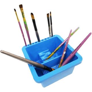 Plastic Art Painting Brush Wash Barrel Basin Washer Brush Holder Holes Cleaner Palette Art Supplies
