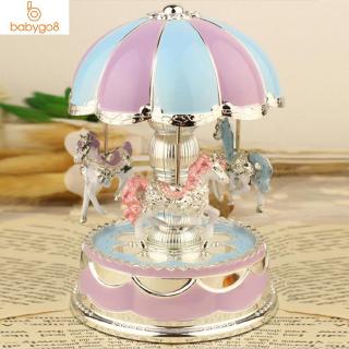 # Romantic 3-horse Carousel Music Box with LED Flash Lights for Christmas Birthday Gift (1)