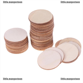 [Mango] 50pcs DIY Natural Blank Wood Pieces Slice Round Unfinished Crafts Wooden Discs