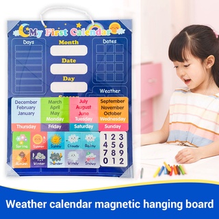 ⊕♈▬Date Month Holiday Time Weather Magnetic Sticker Wall Card Calendar Kids English Cards baby Learn
